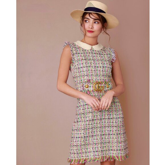 GUCCI LOGO  Embellished tweed dress Size 38 IT, XS/S US NEW - Picture 1 of 10